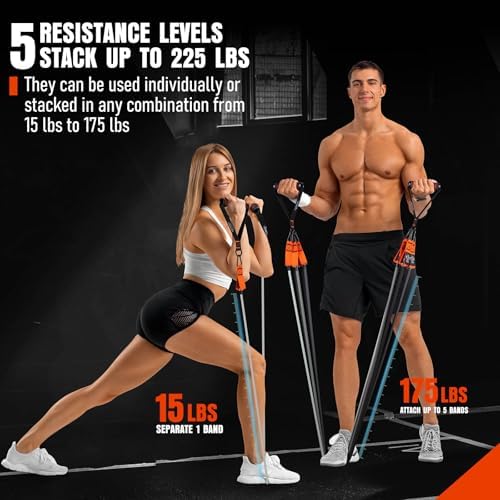 Resistance Bands with Handles, 175lb Exercise Bands for Working Out