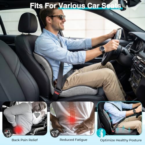 Seat Cushion for Office Chair, L-Shaped Memory Foam Truck Driver Seat Cushion, Ergonomic Sciatica & Tailbone Pain Relief Cushion with Non-Slip Breathable Cover, Back Support for Car