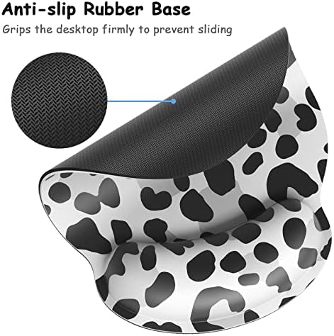 Ergonomic Mouse Pad with Wrist Support, White Leopard Memory Foam Wrist Rest Mouse Pads, Cute Computer Laptop Office Accessories Decor, Pain Relief Mousepad for Work Gaming Women Girls