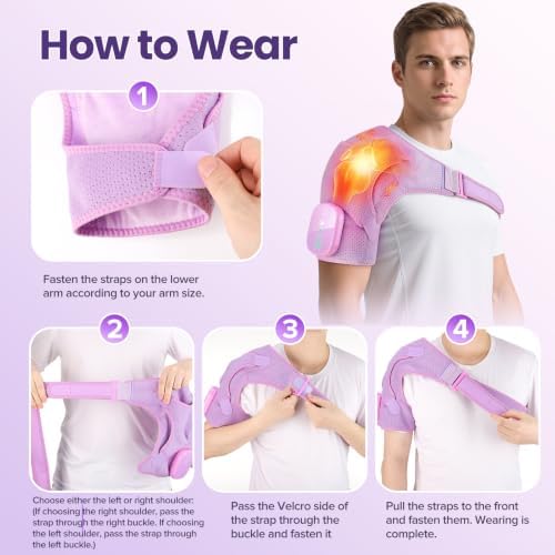 Cordless Shoulder Heating Pad with Massage, Heated Shoulder Massager