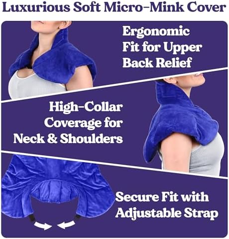 Microwavable Heating Pad for Neck, Shoulders, and Back by Joy & Grace | 5 Lb Weighted Neck & Shoulder Wrap | Moist Heat Therapy Pack for Relaxation and Comfort | Soft Micro-Mink Cover | Scented Blue