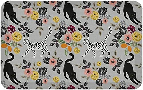 GelPro Designer Cushioned Anti-Fatigue Comfort Floor Mat, Padded Stain-Resistant, Waterproof, Non-Slip Comfort Padded Desk/Office Mat, 20 x 32, Funky Feline Grey Tabby