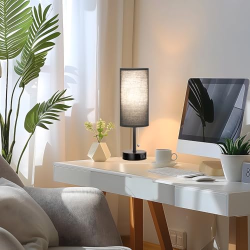 Black Bedside Lamp for Bedroom Nightstand - Small Table Lamp Set of 2