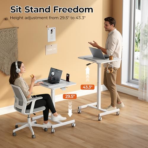 JOY worker 23.6" Small Mobile Standing Desk, 90° Tilt Rolling Laptop Desk
