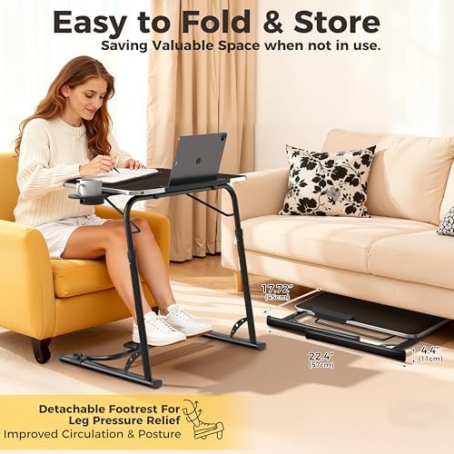 FoldWise Upgraded Folding TV Tray Table, Sturdy Couch & Dinner Laptop Table
