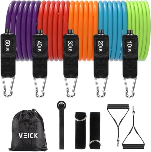 VEICK Resistance Bands with Handles, Exercise Tube Bands Set for Workouts