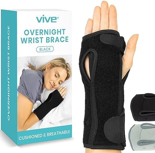 Vive Night Wrist Splint Brace - Left, Right Hand Sleep Support Wrap