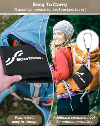 Sportneer Sitting Pad, Lightweight Waterproof Folding Seat Pad for Backpacking, 15.75'' x 15.75'' Portable Camping Seat Mat for Hiking, Picnics & Outdoor Use, 0.13lbs