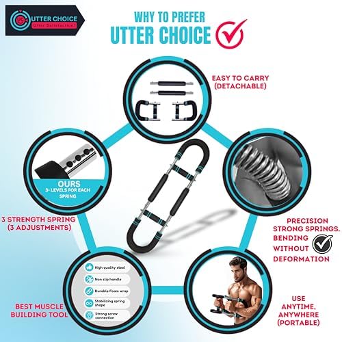 Gorilla Bar Twister Arm Trainer for Men, Adjustable Resistance Chest Exerciser, Portable Arm & Chest Workout Equipment with Anti-Slip Handles and Carry Bag