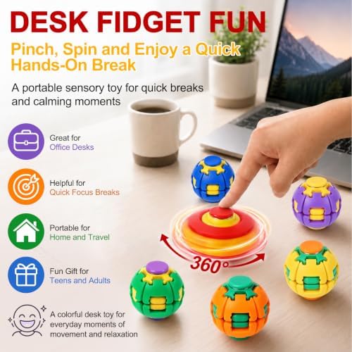 Press to Spin Fidget Spinner HelixCore Spin Stress Ball Sensory Fidget Toys