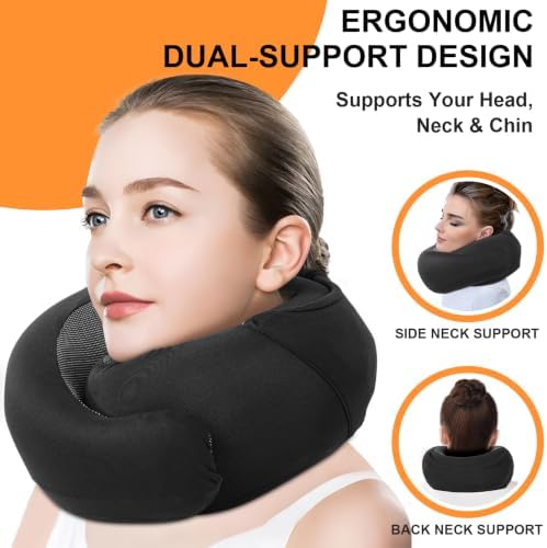 Travel Pillow - Hooded Neck Pillow Airplane Memory Foam Filling