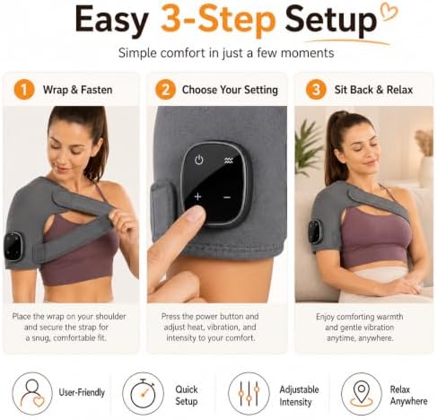 Vital Triple Method Shoulder Massager, Triple-Mode Shoulder Massager with Heat, Compression and Vibration