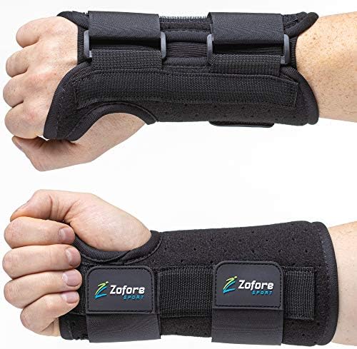 ZOFORE SPORT Carpal Tunnel Wrist Brace Support with 2 Straps and Metal Splint Stabilizer - Helps Relieve Tendinitis Arthritis Carpal Tunnel Pain - Reduces Recovery Time for Men Women - Left (L/XL)
