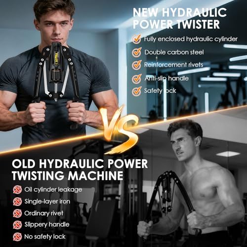 Twister Arm Exerciser - 22-440LBs Adjustable Resistance for Home Gym, Full Body Muscle Trainer for Chest, Shoulder & Arm Strength Building, Portable & Foldable
