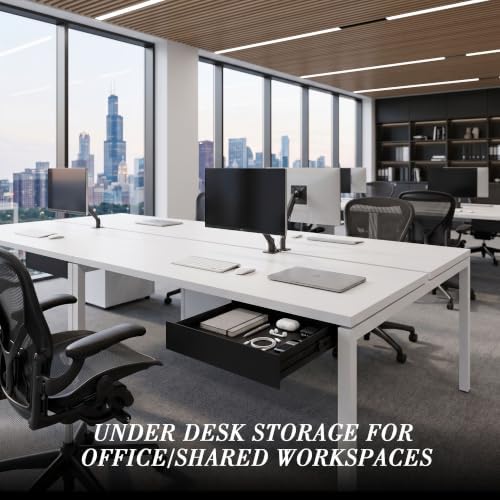 Under Desk Drawer with Gap-Free Side-by-Side Design, Hidden Handle Pull-Out Organizer for Office Desk (Black, Steel, 1-Pack)
