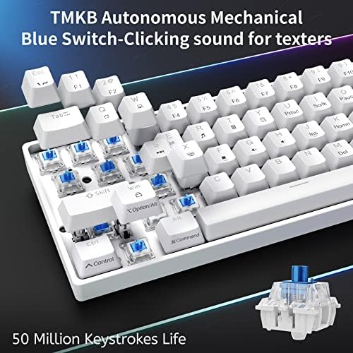 DIERYA 60% Mechanical Keyboard, DK61se Wired Gaming Keyboard with Blue Switches, LED Backlit Ultra-Compact 61 Keys Mini Office Keyboard for Windows Laptop PC Gamer Typist（White）