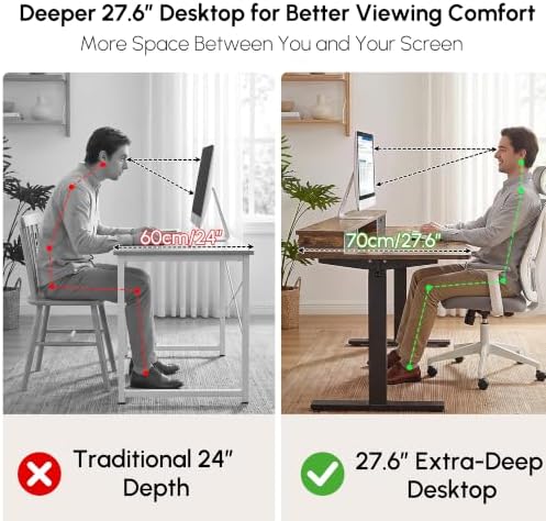 TIQLAB 55''*28''Standing Desk with Drawers&Cable Management, Rustic Brown
