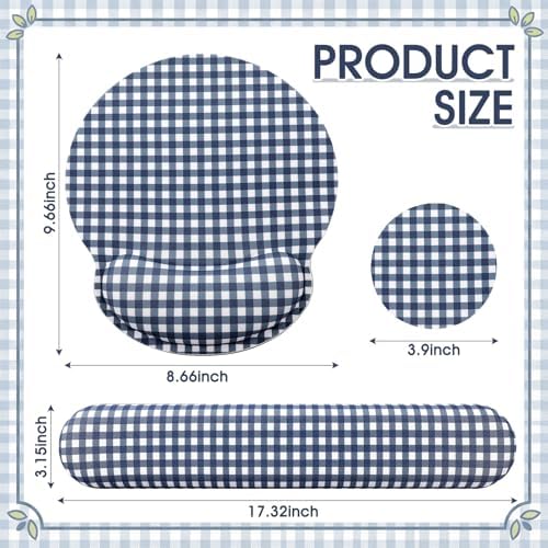Tellegloww 3 Pcs Wrist Rest Set for Mouse Pad Keyboard, Navy Blue
