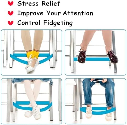 20 Pack Chair Bands for Kids with Fidgety Feet, ADHD Tools for Kids, ROOKEA Sensory Room Must Haves for Adhd Kids Fidget Chair Bands Autism Classroom Must Haves ADHD Tools for Classroom Home Chairs