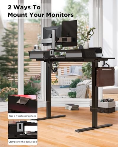 FiCiHi 40x24 Inch Electric Standing Desk, 2 Drawers, Adjustable Height Desk