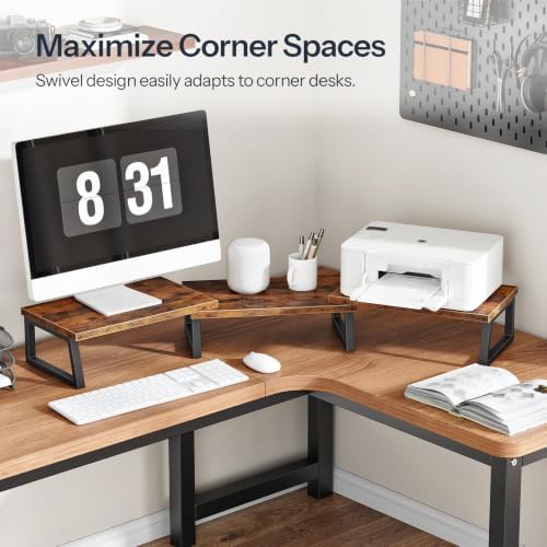 HOOBRO Dual Monitor Stand Riser, Computer Monitor Stand for PC,Rustic Brown