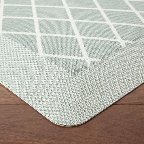 MARTHA STEWART Miles Modern Diamond Anti-Fatigue Air-Infused Kitchen Mat, Mint Green, 19.6"x32"