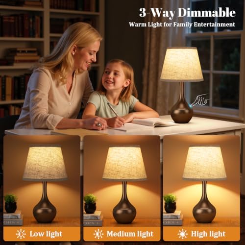 16.1" Touch Table Lamp for Nightstand, 3 Way Dimmable Small Bedroom Lamp