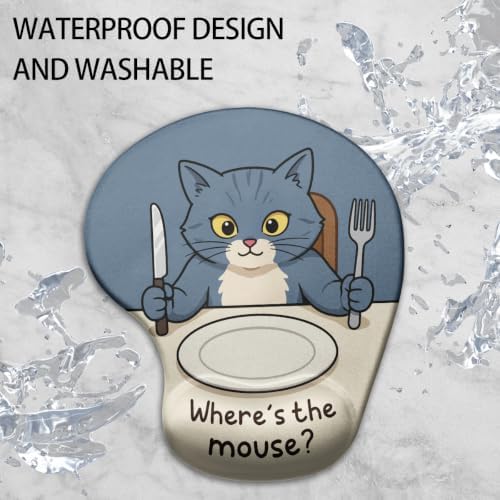 iRudyard 2Pcs Rubber Coasters Absorbent Mouse Pad Wrist Support Pu Cat Fun