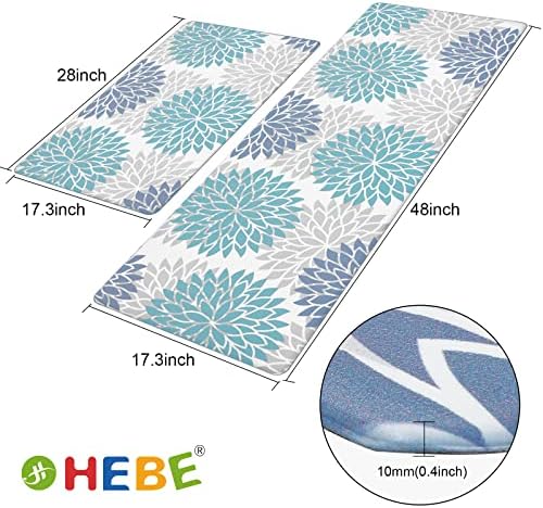 HEBE Anti Fatigue Kitchen Rugs Set of 2, Cushioned Kitchen Mats for Floor