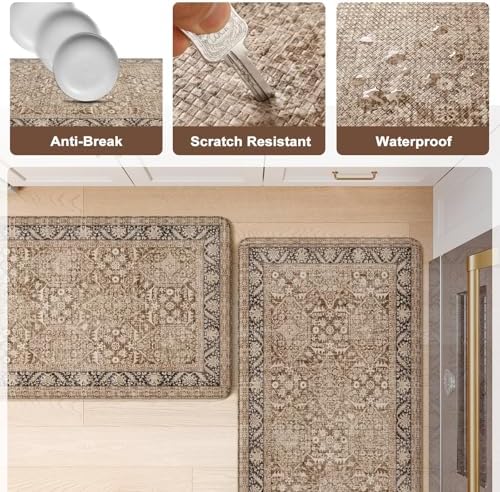 KIMODE Kitchen Mats Cushioned Anti Fatigue,Boho Kitchen Rugs Sets of 2