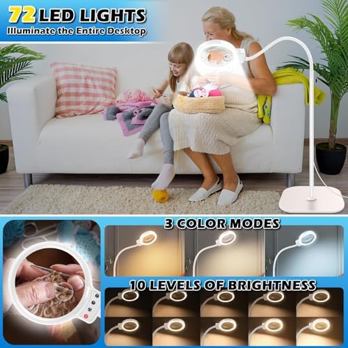 30X 10X Large Floor Magnifying Glass with Light and Stand