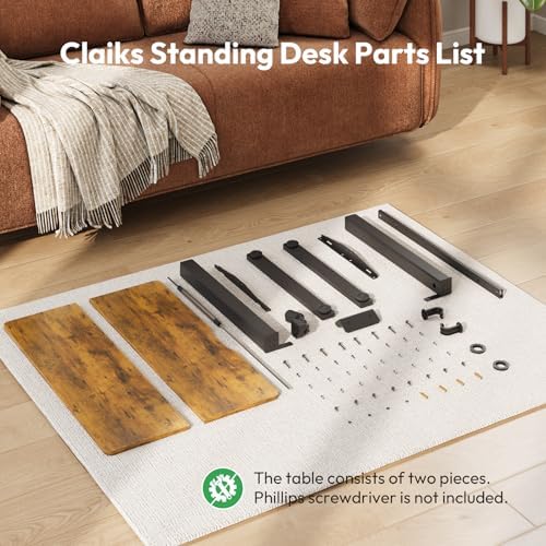 32 x 24 Inch Height Adjustable Standing Desk, 3 Presets, Brown