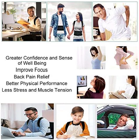 Thoracic Back Brace Posture Corrector - Magnetic Support for Neck Shoulder Upper and Lower Back Pain Relief - Perfect Posture Brace for Cervical Lumbar Spine - Fully Adjustable Belt (Black, XX-Large)