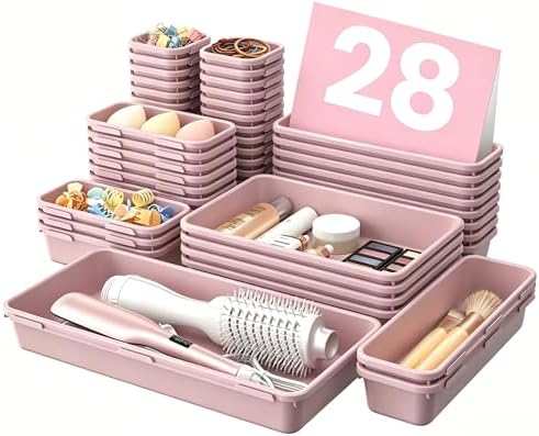 A-LuGei 【Military Grade】 Drawer Organizer for Vanity Bathroom Makeup Desk