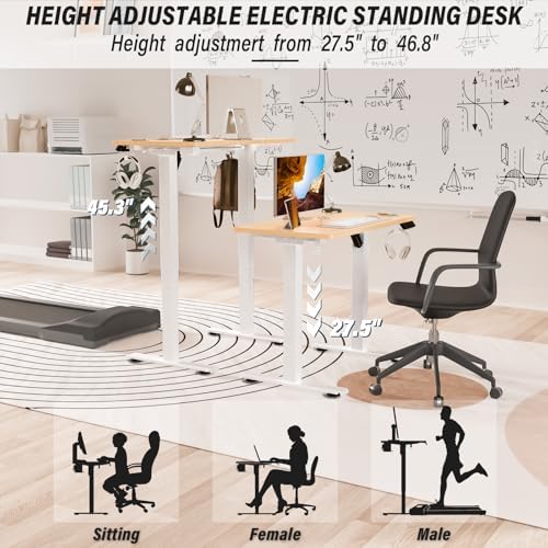 Kingant Standing Desk, 35x20 Inch Electric Height Adjustable Computer Desk