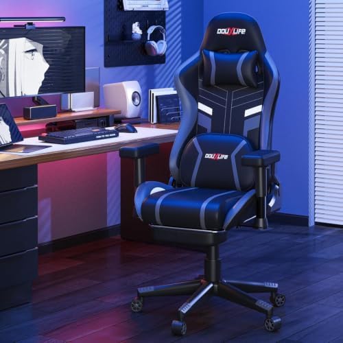 Douxlife 3D Kneading Massage Gaming Chair with Footrest, Ergonomic PC Chair