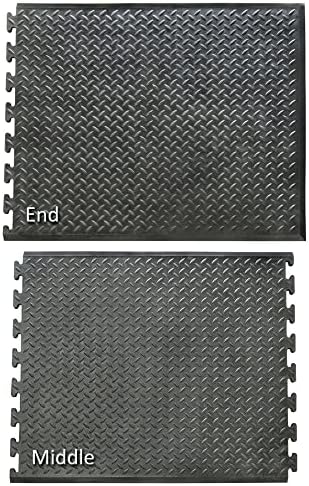 Rubber-Cal 03_146_Web_EN"FootRest" Interlocking AntiFatigue Floor Mat, End Tile, 1/2" x 28" x 31",Black