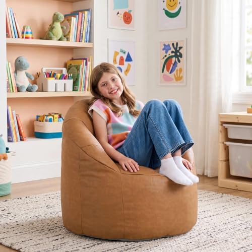 Big Joe Milano Lightweight Kids Bean Bag Chair, Brownbutter Honey
