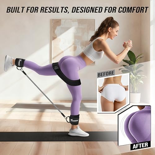 WOQQW Ankle Resistance Bands with Cuffs & Booty Bands Set for Legs & Glutes