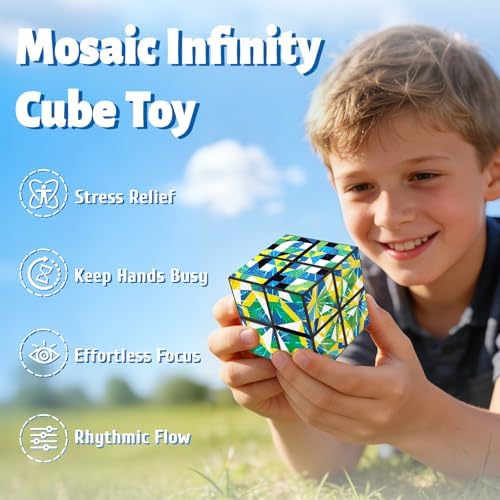 2.2 inch Kaleidoscope Infinity Cube,Holographic Fidget Block Toy for Adults