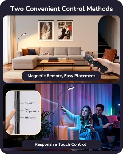 EDISHINE 18W LED Floor Lamp for Living Room, Diamond-Surface, Black