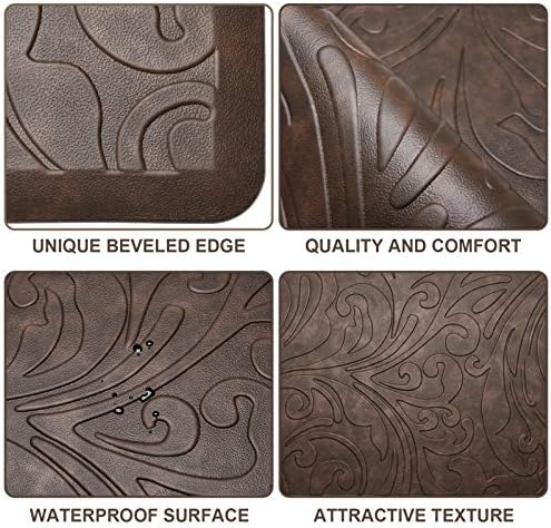 KMAT Kitchen Mat Cushioned Anti-Fatigue Waterproof Non-Slip Standing Mat Ergonomic Comfort Rug for Home,Office,Sink,Laundry,Desk 17.3" (W) x 60"(L),Brown (Pack of 2)