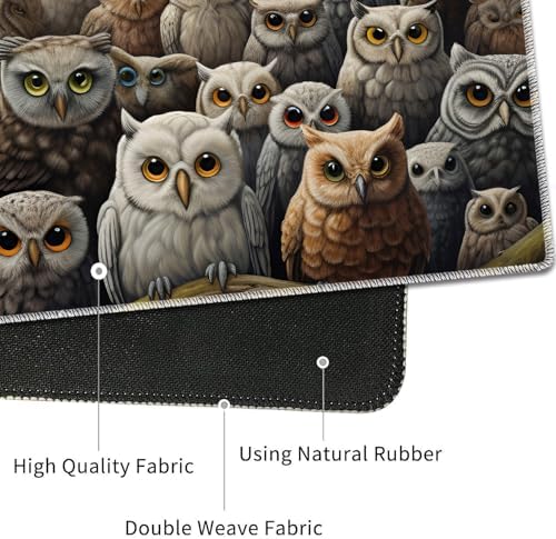 4 in 1 Mouse Pad Combo, Large Gaming Mouse Pad + Keyboard Wrist Support + Mouse Wrist Rest + Coaster, Table Pad 31.5 "x 11.8" with Memory Foam Ergonomic Wrist Pad Set, Many Owl