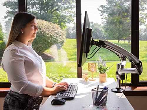 Ergotech Dual Freedom Arm, Includes Two Aluminum Articulating Arms,8.4-17.8 lbs. Weight Capacity per Arm, Suitable for Monitors up to 27'', VESA Compatible 75×75, 100×100,(FDM-PC-G02) -Dual,Metal Gray
