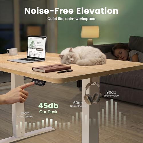 CubiCubi 48 x 24 Electric Height Adjustable Standing Desk, Maple
