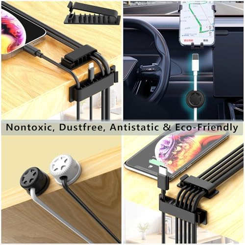 ELII 328Pcs White Cable Management Kit, 8 Magnetic Cable Clips