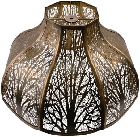 Octagonal Large Lampshade, Antique Bronze Gold, 6"Top x 17"Bottom x 11"High