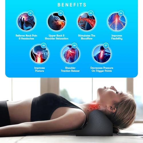 Cervical Traction Orthotic Chiropractic Neck Alignment Device for Spinal Curve Tension Stretching Forward Head Posture Pain Relief and Physical Therapy (Black)