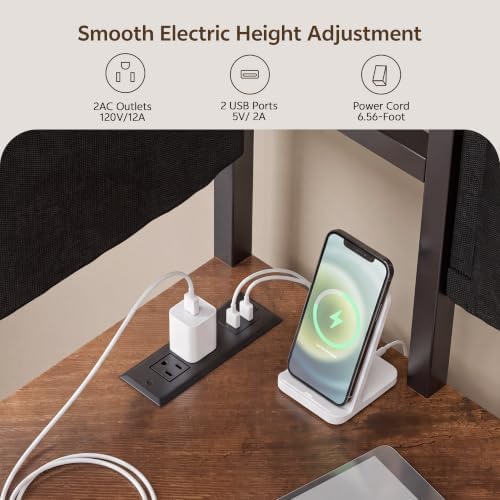 Electric Standing Desk, Corner Office Desk for Small Space, Brown