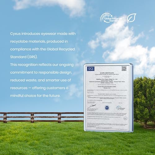 Cyxus Blue Light Glasses for Men, Square Browline Computer Eyewear